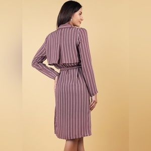 Active USA Mauve Striped Open Front Belted LightweightTrench Coat/Dress Size S